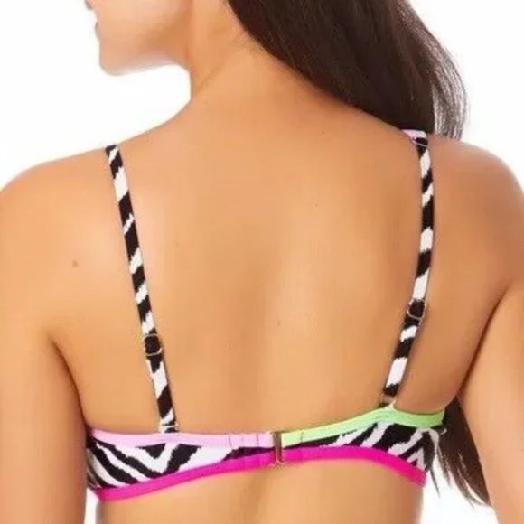 California Waves Asymmetric Bikini Swim Top Bikini Bottom 2pc Set Zebra XS - Picture 6 of 14
